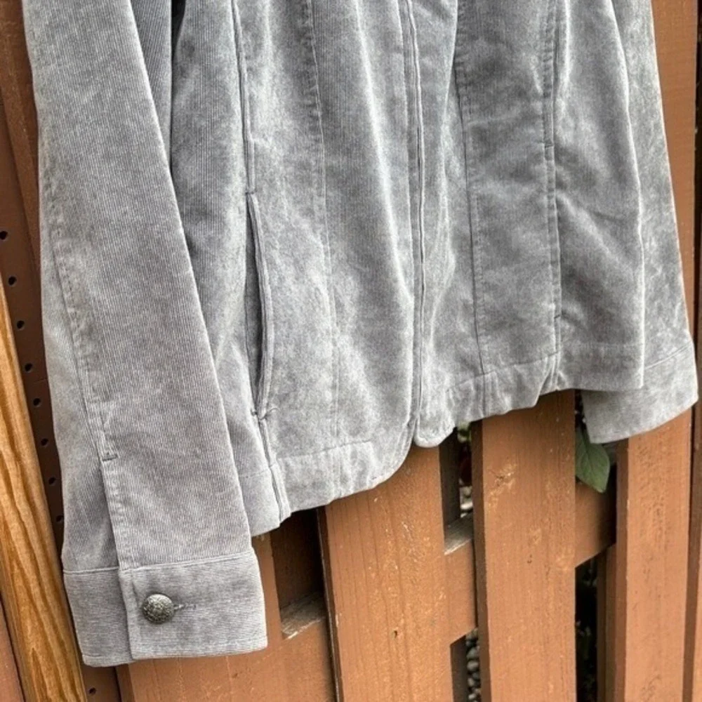 Christopher & Banks Women's SZ Medium Gray Mini Cord Velour Light‎ Jacket Fall